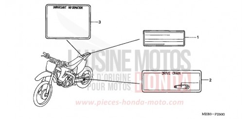 ETIQUETTE DE PRECAUTIONS CRF450R2 de 2002